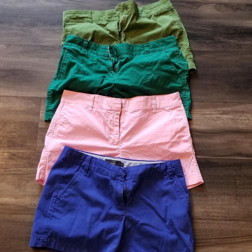 Bundle of 4 solid color J Crew shorts, size 6